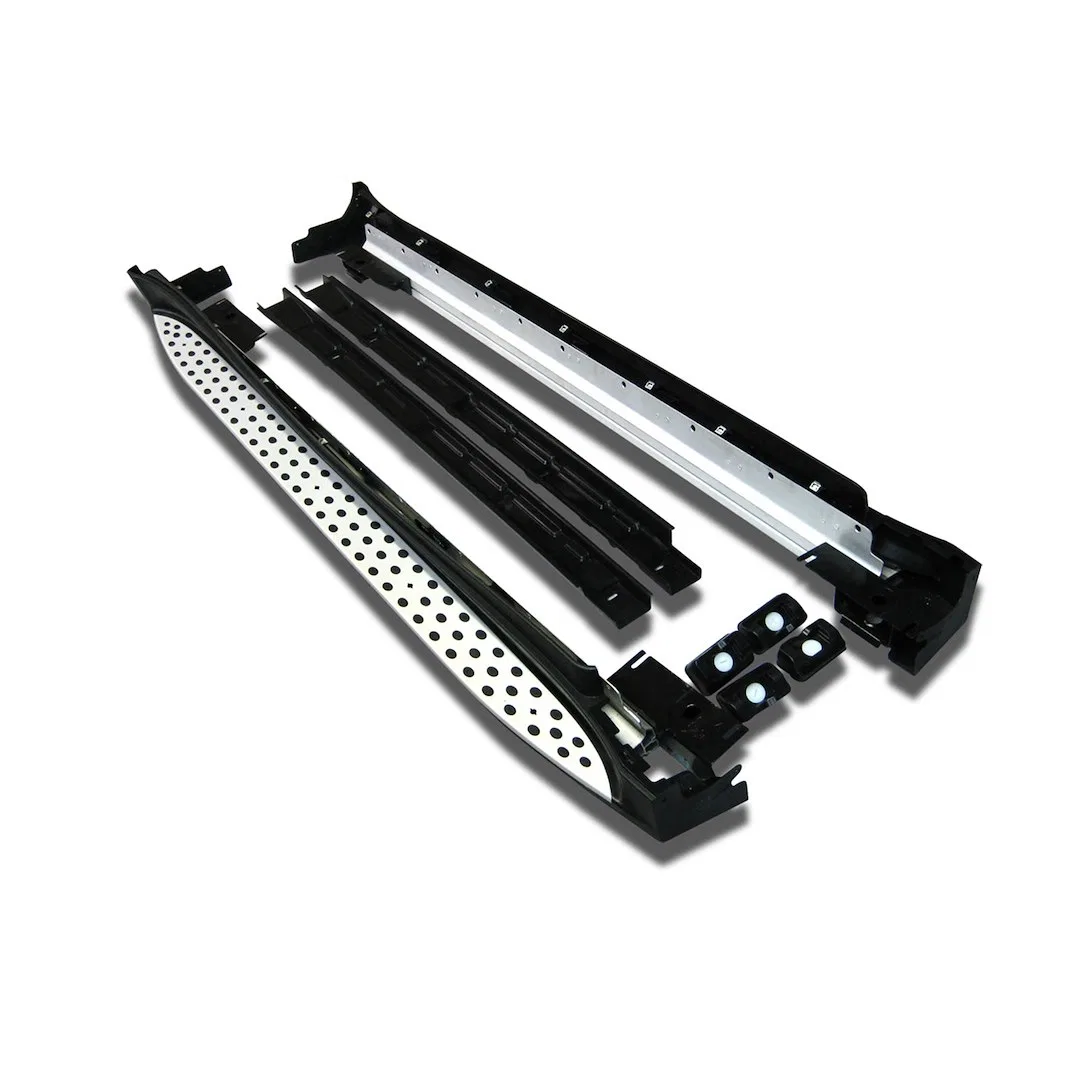 RMW167 – BLACK HORSE Running Board, Polished Extruded Aluminum/ Black Trim Unlighted Frame Mount With Mounting Hardwa...